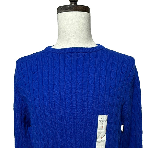St. John Bay Sweater Mens Small Blue Cable Knit Classic Pullover Super Soft NWT - Picture 5 of 11